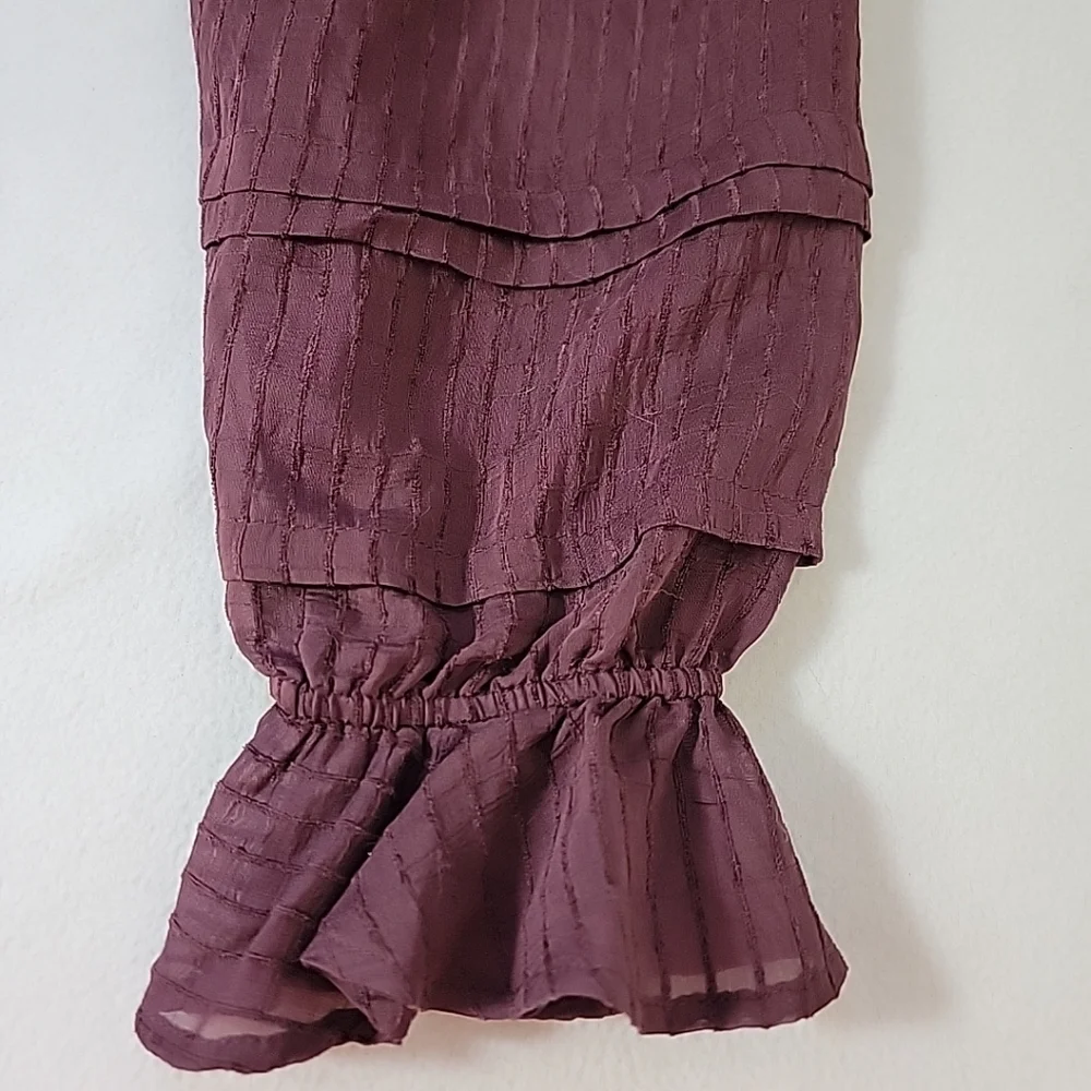 Torrid Women's Purple V-Neck W/ Tie Accent Long Sleeve Top, 3 - Picture 3 of 9